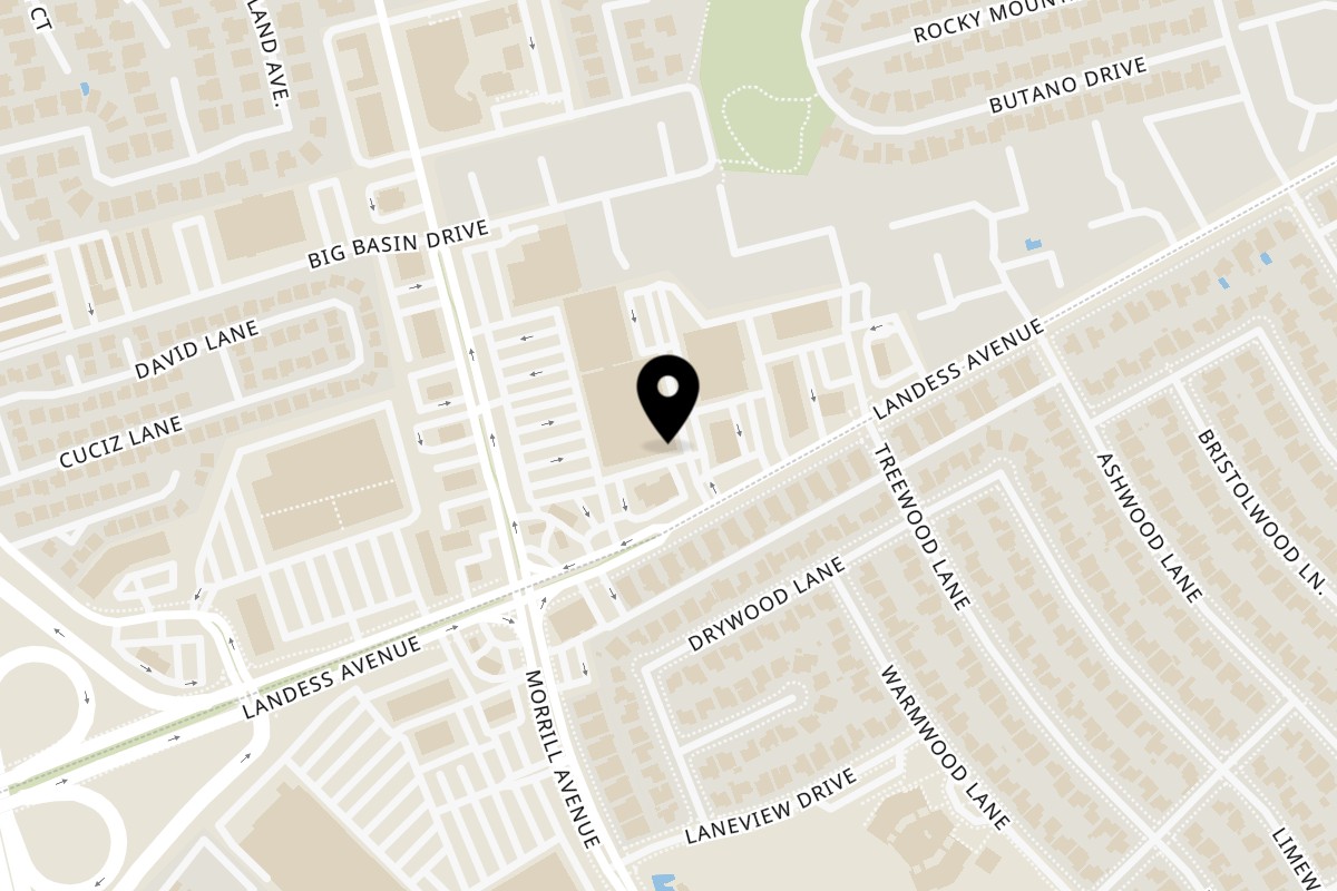 Map showing the location of Parktown Pizza Milpitas on 1350 S Park Victoria Dr Ste 46 in Milpitas
